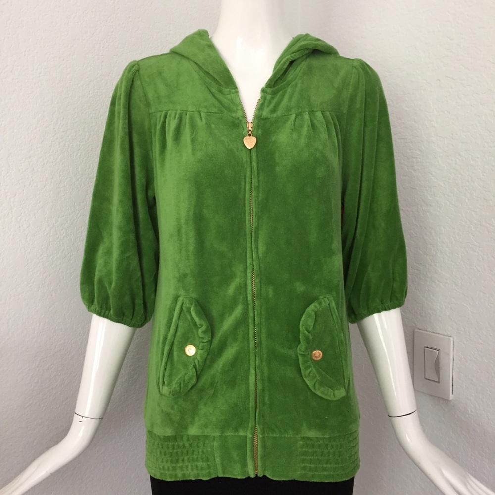 Twisted heart green hoodie zip jacket